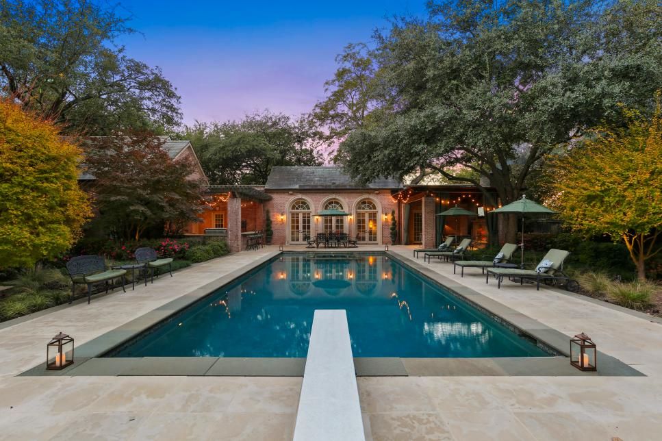 Modern Pool with Travertine Deck